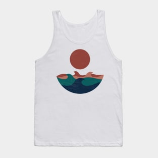 Boho Style Waves and sun Design Hipster pallet Tank Top